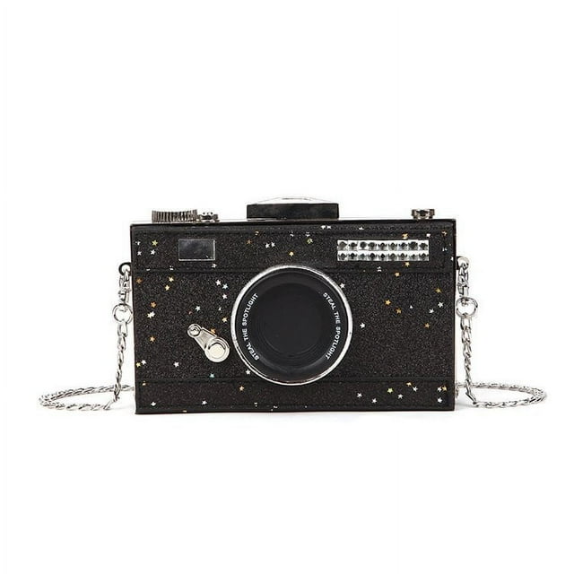 DGOO Glitter Camera Shaped Bag,Crossbody Bag Evening Camera Shaped