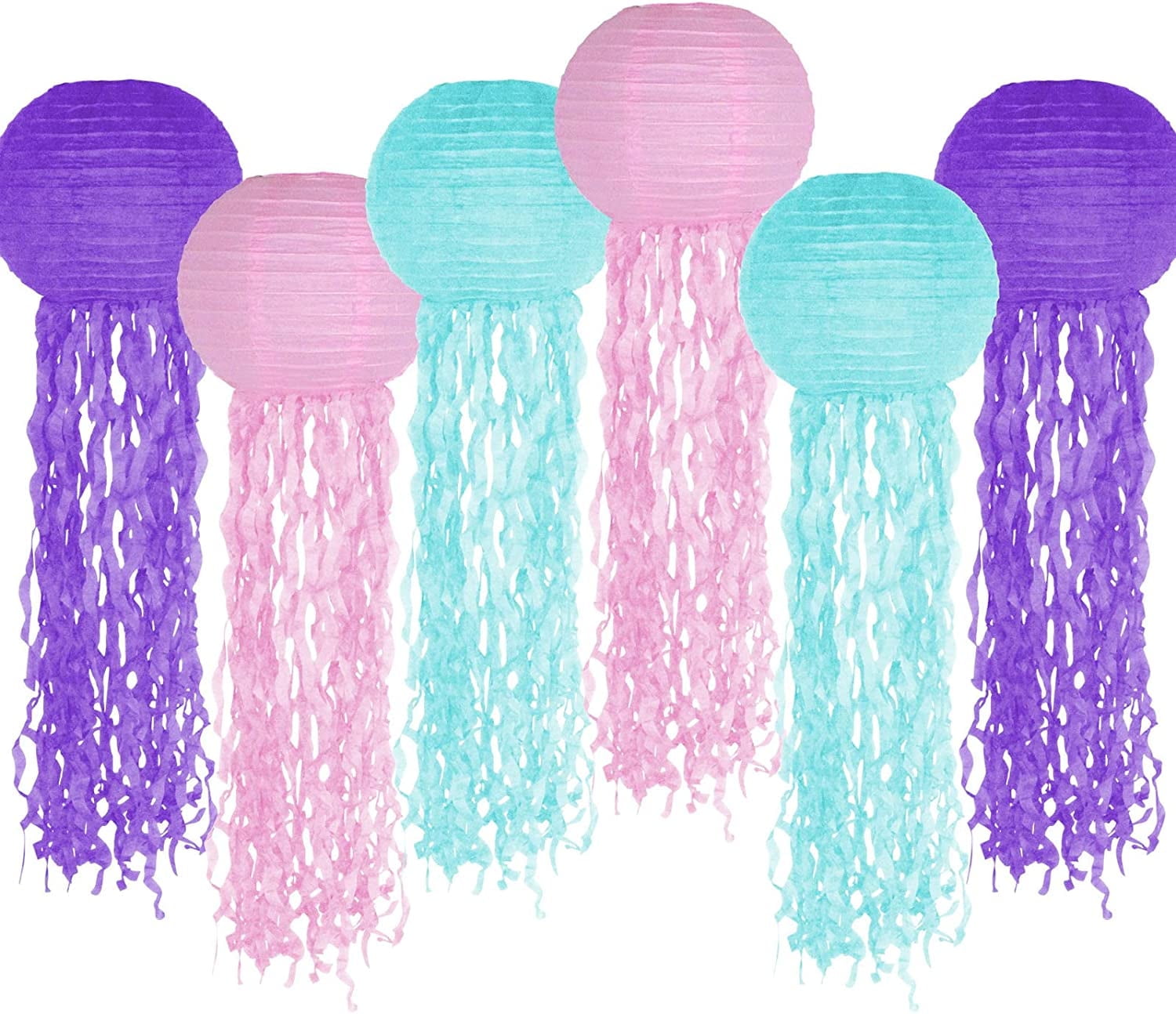 DGPERTE Jelly Fish Paper Lanterns, Pink Purple Blue Hanging Lantern for