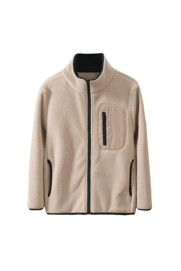 Boys Jacket Boys Winter Jacket Lightweight Windbreaker Outerwear for Daily Layering Comfortable and Warm Youth Insulated Coat with Stand Collar Beige 12-13 Years