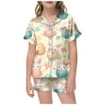 thumbnail image 1 of DGQPLPD Easter Bunny Floral Print Kids Short Sleeve Pajama Set With Play Shorts For Children Spring Holiday Family Celebration Outfit 8-9 Years Light Yellow, 1 of 4