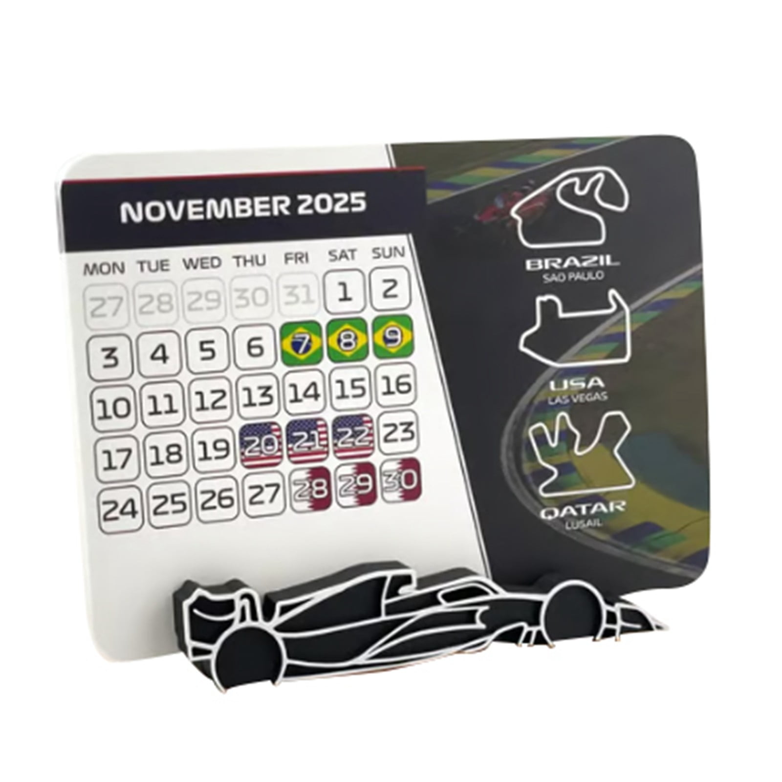 DGQPLPD F1 2025 Calendar, 7.0" x 5.5" Formula 1 Racing Calendar 2025 Desktop Decoration, 2025 Desktop Calendar with F1 Car Stand, Racing Desk Calendar 2025 Gift for Motorsport Fans