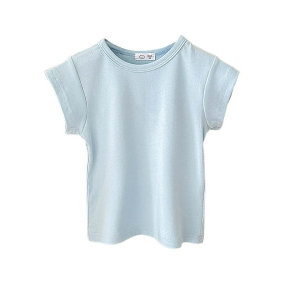 DGQPLPD Girls Birthday Shirts Girls Summer Casual Stretch Tee Comfortable Round Neck Short Sleeve Top for Toddlers Kids Daily Wear Blue 1-2 Years