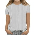 thumbnail image 1 of DGQPLPD Girls Blouses Girls Fashion Casual Comfortable Solid Round Neck Tee Shirt for Everyday Wear and Play Grey 5-6 Years, 1 of 4