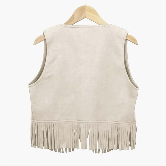 DGQPLPD Girls Crop Tops Girls Western Denim Fringe Vest Top Casual Boho Outfit for Everyday Wear and Outdoor Activities White 11-12 Years