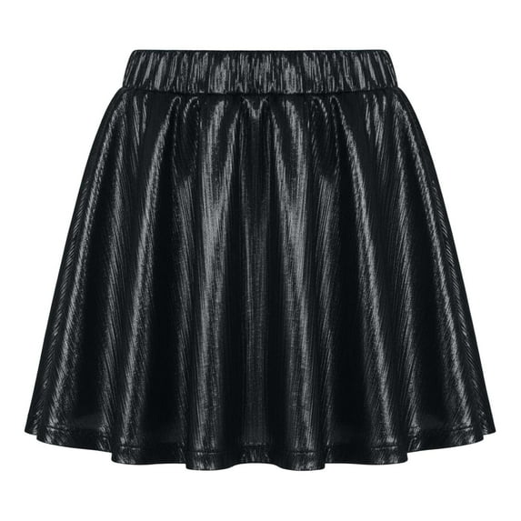 DGQPLPD Girls Flared Pleated Performance Tutu Dance Skirt with Elastic Waistband for Stage and Practice Black 4-5 Years