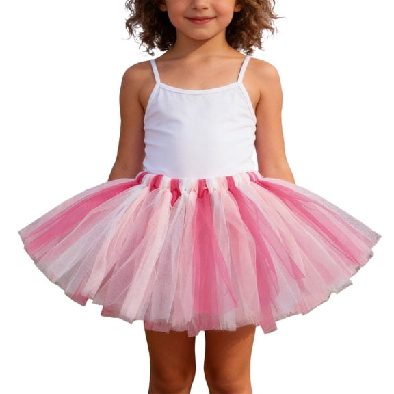 DGQPLPD Girls Holiday Party Ballet Patchwork Dance Skirt for Kids Toddler Children Hot Pink 2-8 Years