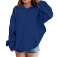 thumbnail image 1 of DGQPLPD Girls Hooded Pullover Soft Sweater Cozy Loose Fit Everyday Wear Warm Winter Outerwear for Kids and Teens Navy 4-5 Years, 1 of 4