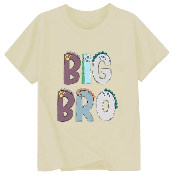 DGQPLPD Girls Long Sleeve Shirts Fashionable Casual Letter Print Round Neck Short Sleeve Tee Top for Girls Comfortable Daily Wear Beige 150