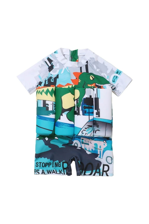 Girls One Piece Swimsuit Summer Floater Dress Style Swimsuit for Toddler Pool Beach Water Play with Removable Buoyancy Aid Light Gray 4-5 Years