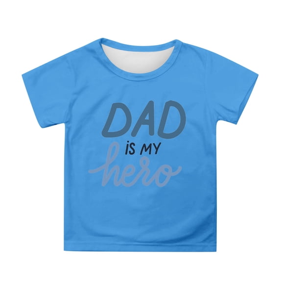 DGQPLPD Girls Plus Size Tops Father's Day Casual Loose Fit Graphic Tee for Girls Comfortable Kids Fashion Top Sky Blue 4-5 Years