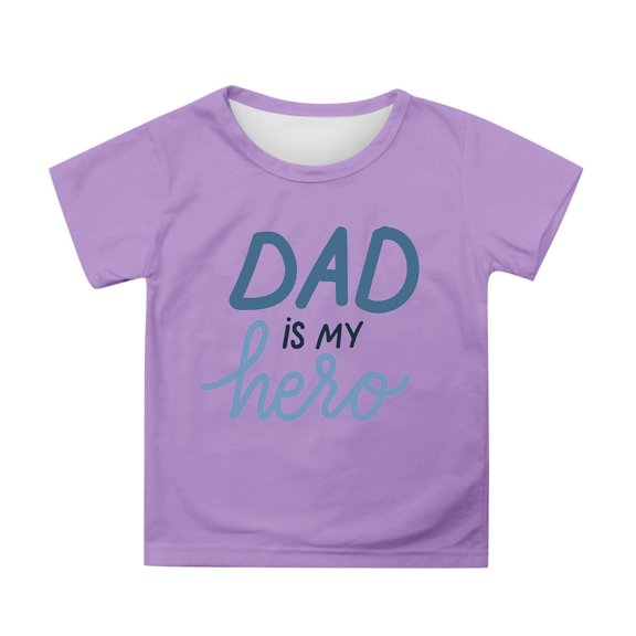 DGQPLPD Girls Polo Shirts Father's Day Casual Loose Fit Graphic Tee for Girls Comfortable Kids Fashion Top Purple 4-5 Years