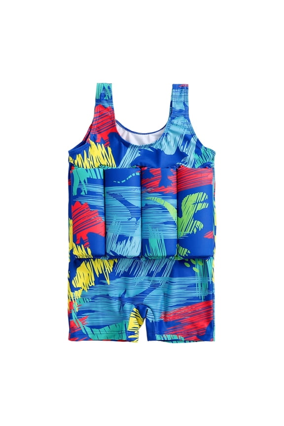 Girls Swimwear Flotation Swim Dress with Removable Buoyancy Aid for Toddler Summer Pool and Beach Water Play Blue 4-5 Years