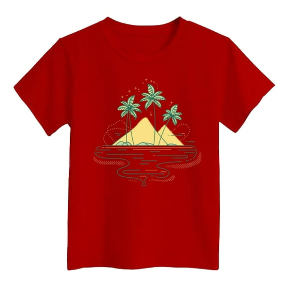 DGQPLPD Girls Tank Tops Girls Casual Short Sleeve Tee with Tropical Island Print for Fashionable Beach and Everyday Comfort Red 12-18 Months