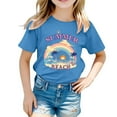thumbnail image 1 of DGQPLPD Girls Tops Casual Short Sleeve Tee for Kids Fashion Print Lightweight Summer Top for Girls Sky Blue 2-3 Years, 1 of 3