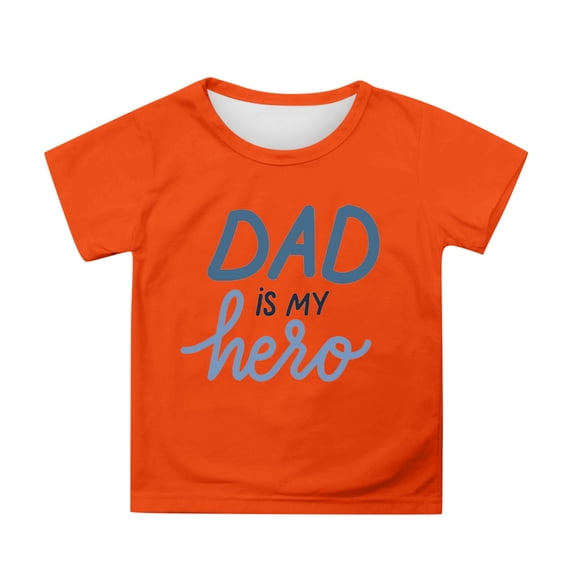 DGQPLPD Girls Tops Father's Day Casual Loose Fit Graphic Tee for Girls Comfortable Kids Fashion Top orange 12-13 Years