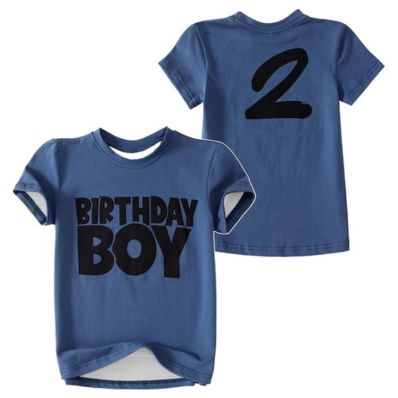 DGQPLPD Girls Tops Tees and Shirts Children's Casual Letter Round Neck Short Sleeve Top Fashionable Everyday Wear Navy 3-4 Years