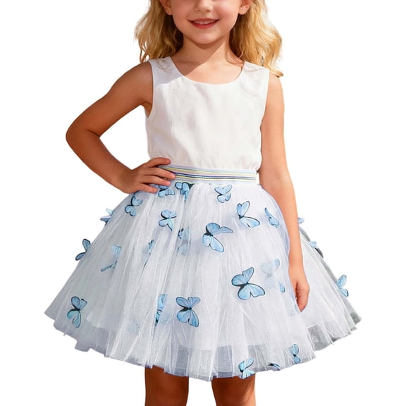 DGQPLPD Girls Tutu Skirt for Ballet Dance Performance Carnival Party Fairy Dress Up Layered Blue 7-8 Years