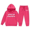thumbnail image 1 of DGQPLPD Winter Girls Tracksuit Set Cozy Warm Jogger Pants And Hoodie Top With Adorable Print Designs For Toddler Youth Kids Outdoor 8-9 Years Hot Pink, 1 of 5