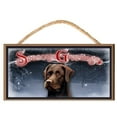 thumbnail image 1 of DGS Originals Chocolate Lab (Labrador Retriever) Dog Season's Greetings Dog Sign/Plaque Featuring The Art of Scott Rogers, 1 of 2