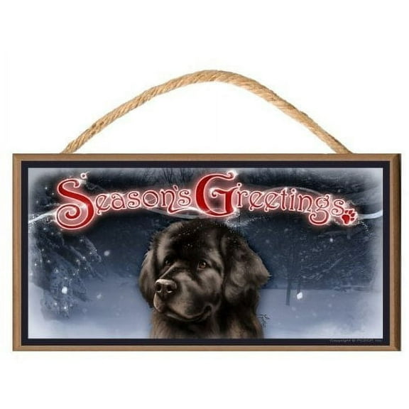 DGS Originals Newfoundland (Newfie) Dog Season's Greetings Dog Sign/Plaque Featuring The Art of Scott Rogers
