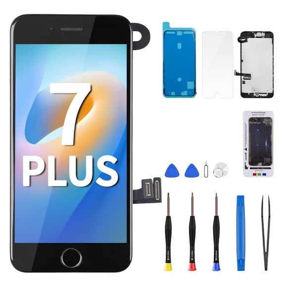 DGSCSMY for iPhone 7 Plus Screen Replacement with Home Button 5.5" Black LCD 7plus 3D Touch Display Digitizer Earpiece Assembly Glass Front Camera Speaker Sensor Repair Tool Fix Kit A1661 A1784 A1785