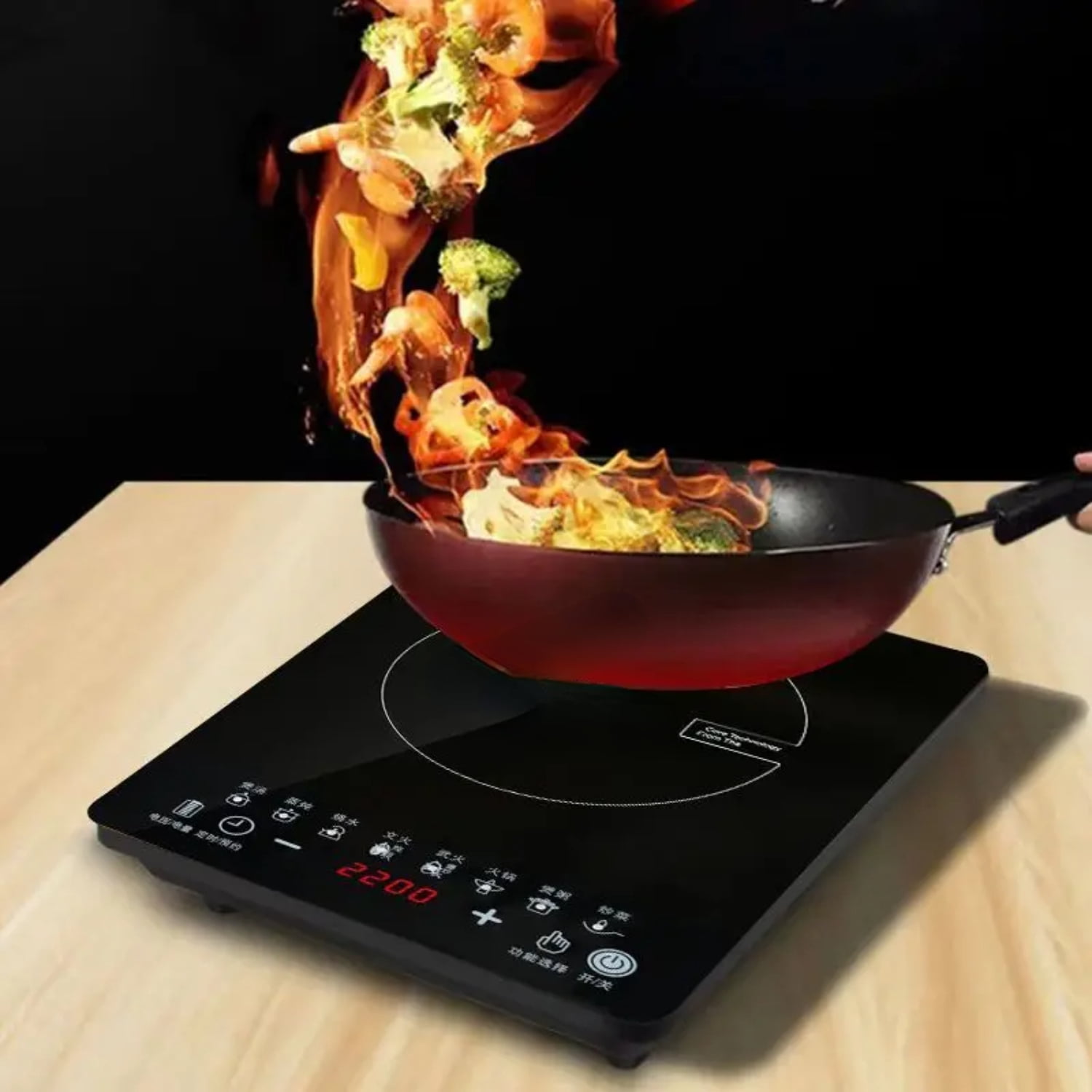 DGSDDK Intelligent Waterproof 2200W Induction Cooker with StirFry