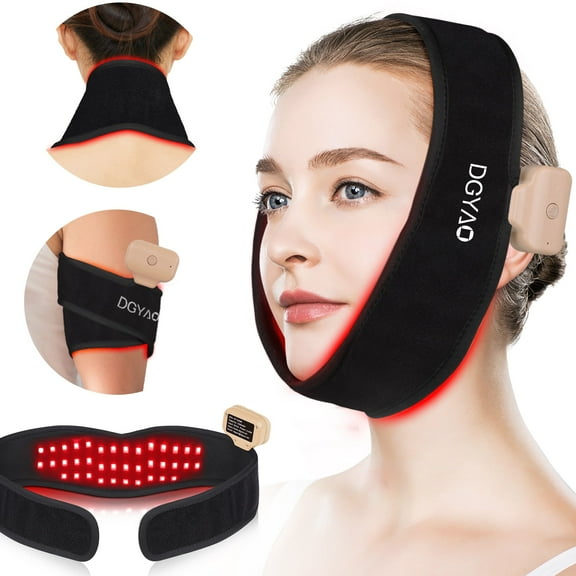 DGXINJUN Wireless 8-Color LED Light Therap Belt for Face & Neck with Infrared Light Wrap Device