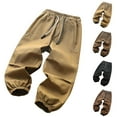 thumbnail image 1 of DGXTA Boys Cargo Pants Cotton Casual Pants Drawstring Loose Jogging Bottoms Elastic Cuffed Cargo Joggers, 1 of 3