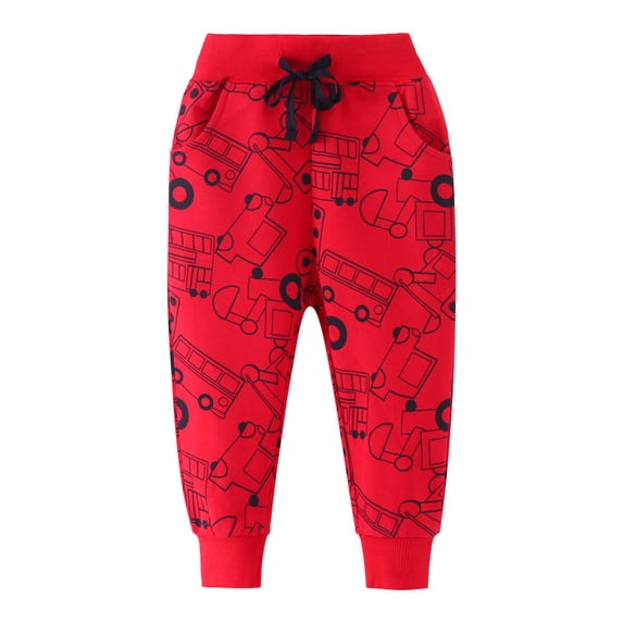 DGXTA Boys Drawstring Sweatpants Cute Pattern Cotton Sport Jogger Pants Elastic Waist Running Pants with Pockts
