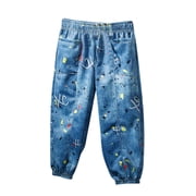 DGXTA Boys Girls Baggy Cargo Jeans Elastic Waist Straight fit Stretch Denim Pants with Pockets