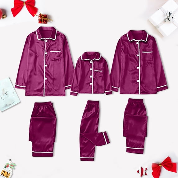 DGXTA Family Pajamas Matching Sets Pajamas Set 2 Piece Button Down Long Sleeve Pjs Set Soft Nightwear with Long Pants