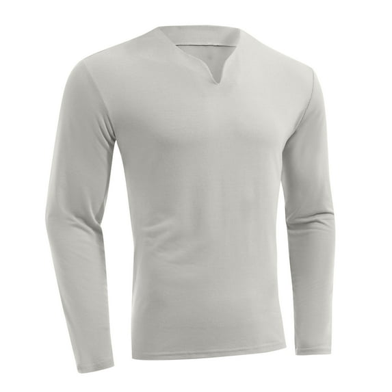 DGXTA Men's Casual Slim Fit Basic Long Sleeve T-Shirt Classic V Neck Lightweight Tee Shirt