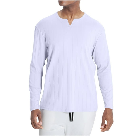 DGXTA Men's Lightweight T Shirts V-Neck Long Sleeve Tops Solid Color Casual Tees Slim Fit Outdoor Sweatshirt