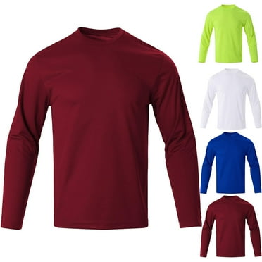 DGXTA Mens Active T-Shirt Solid Color Long Sleeve Shirts Quick Dry Crew Neck Sun Protection Gym Workout Athletic T-Shirt