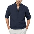 thumbnail image 1 of DGXTA Mens Cotton Shirts Casual Loose Long Sleeve Shirt Button Down Solid T-Shirt for Men, 1 of 4