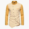 thumbnail image 1 of DGXTA Mens Slim Fit Long Sleeve Band Collar Dress Shirts Irregular Hem Button Down Shirt, 1 of 8