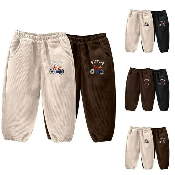 DGXTA Clearance Toddler Boys Corduroy Pants Cotton Cargo Sweatpants Solid Elastic Waist Casual Long Trousers