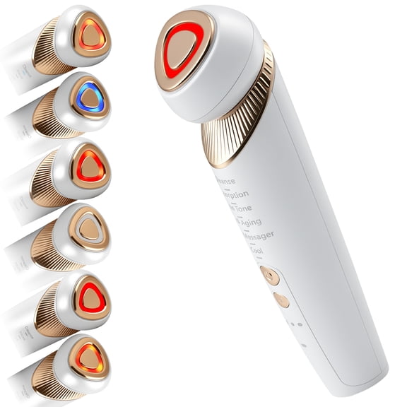 DGYAO 6-in-1 Facial Device for Skin Lifting and Tightening, 5 Modes Skincare Tool for Home Esthetics, Pearl White