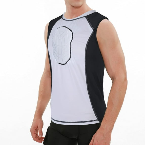 DGYAO Compression Protective Shirt Padded Sleeveless Chest Sternum Protector Adult Black-White-M