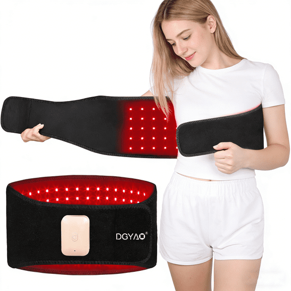 DGYAO Cordless Red Light Body Wrap with Rechargeable Battery, 3 Intensity Modes and 30-Min Timer, Portable Soft Neoprene Support Belt for Back, Waist, and Joints