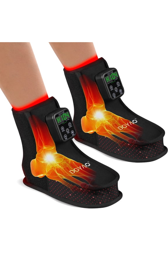 Red Light Slippers for Fee - Wireless Portable Near Infrared Ankle Wrap, 850nm & 660nm LED Light for Muscle Joint Comfort Relaxation