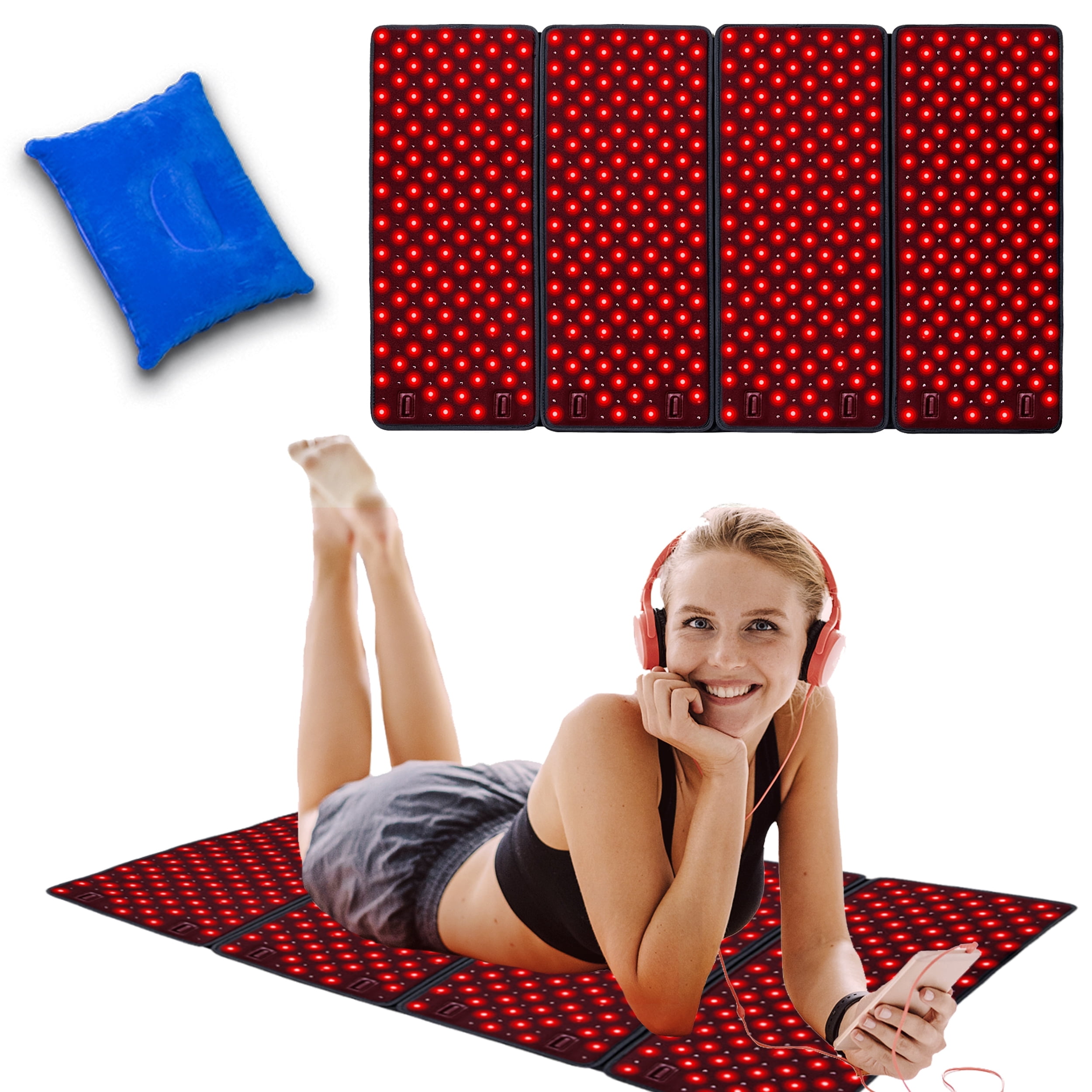 DGYAO Red Light & Infrared Light Pad - 968 LEDs Full Body Wrap Large 4-Panel with Hanging Strap for Relaxation