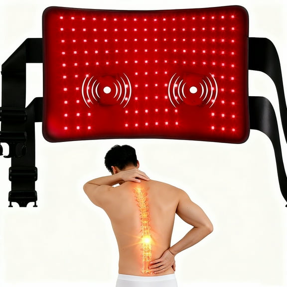 DGYAO Red Light Waist Belt for Back Adjustable with Massager Pulse Mode Infrared Light L