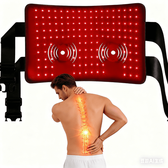 DGYAO Red Light Infrared Waist Belt Massager with Pulse Mode, Adjustable Back Muscle Relax Wrap Device