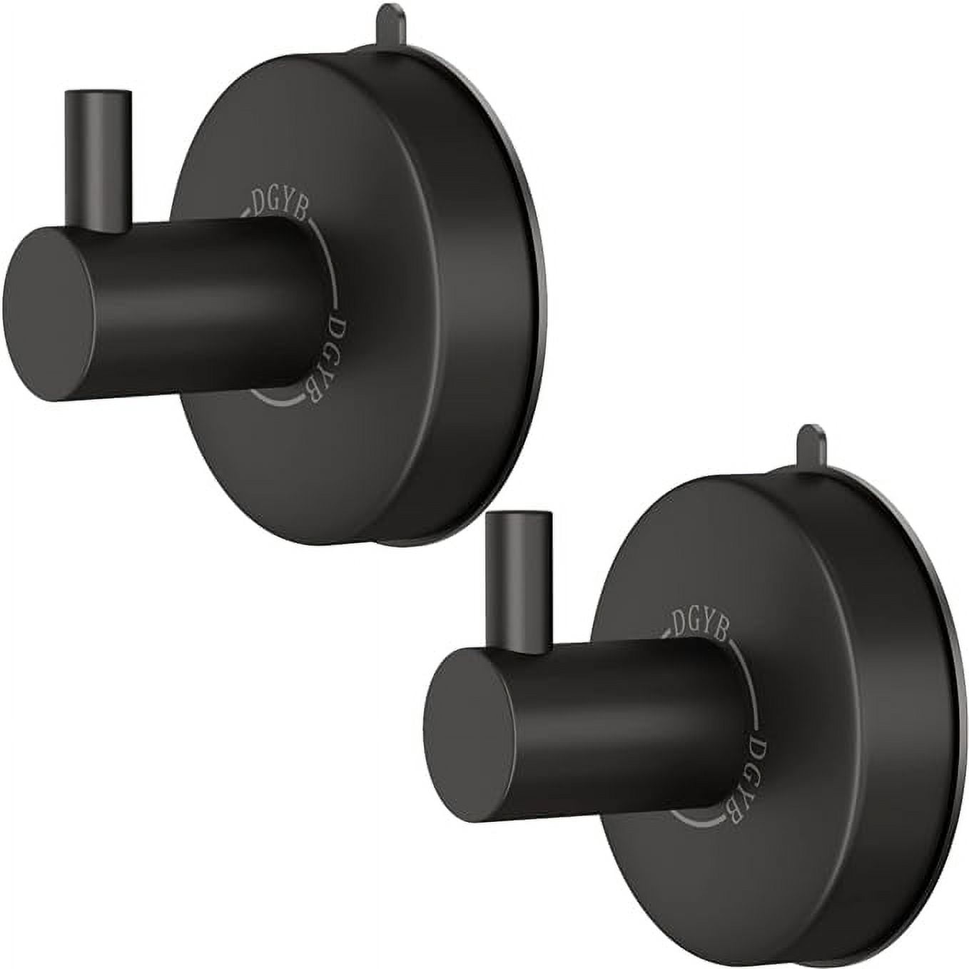 DGYB Black Suction Cup Hooks for Shower Set of 2 Bathroom Towel Hooks for Wall SUS 304 Stainless Steel Vacuum Adhesive Shower Hooks for Loofah 15 LB Glass Shower Door Hook