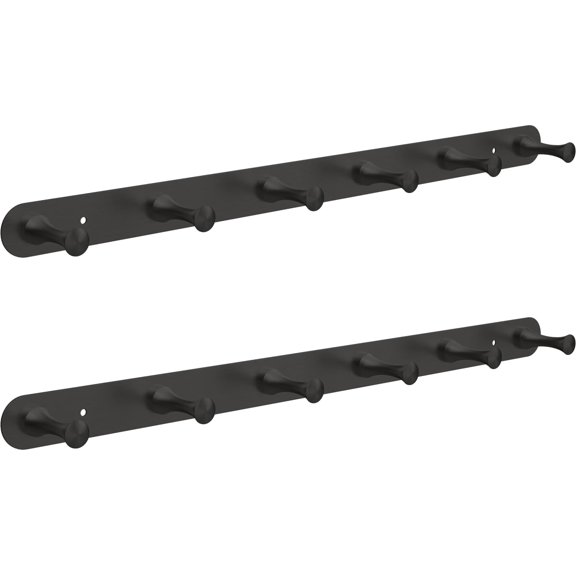DGYB Set of 2 Coat Rack Wall Mount 6 Black Coat Hooks Wall Mount Stainless Steel 16 inch Towel Hanger for Bathroom Bedroom Mudroom Entryway