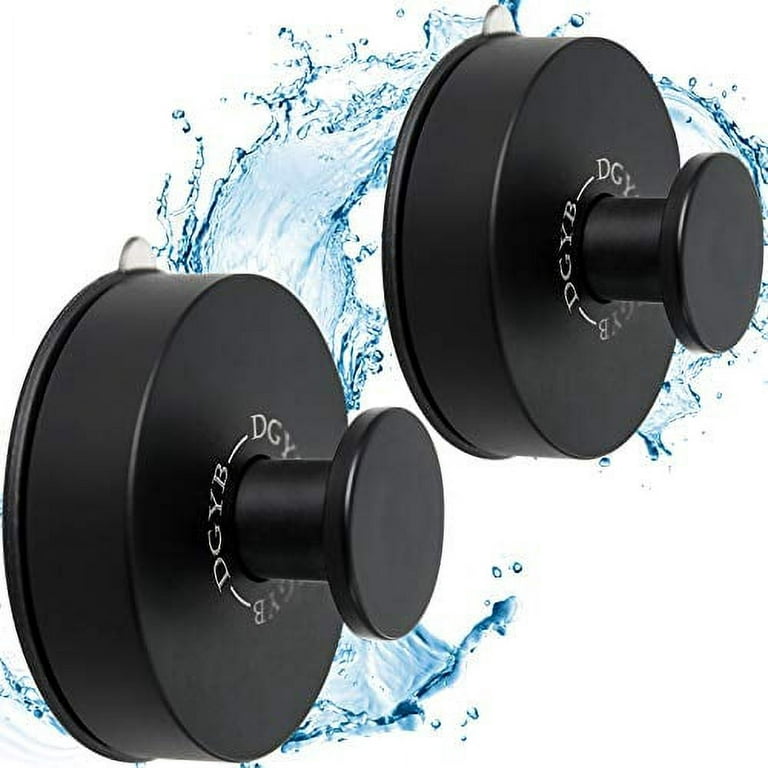 DGYB Large Suction Cup Hooks for Shower Set of 2 Black Towel Hooks for  Bathrooms