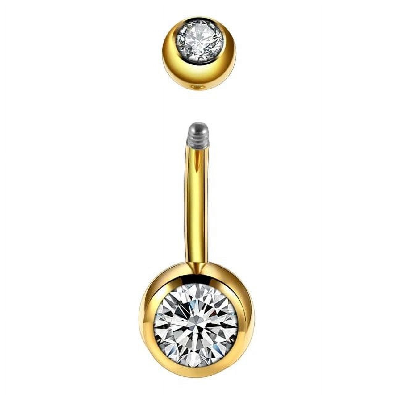 DH 1Pc G23 Titanium Navel Piercing Ombligo Belly Button Rings Gold