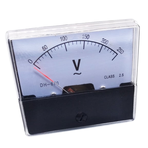 DH-670 Analog Panel Volt Meter 0-250V AC, 71mm x 60.7mm White Face Voltage Gauge with Class 2.5 Accuracy