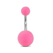 DH 6Pcs 14G Pink Belly Button Rings Flexible Bioplast Sport Maternity Belly Navel Retainer Body Piercing 10mm